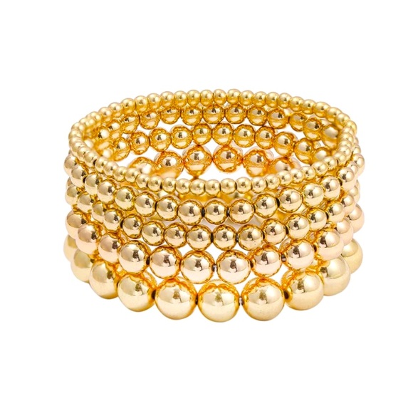 BaubleBar Jewelry - 🍋2/$30 New Set of 5 Gold Stretchy Bracelets